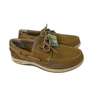 Margaritaville Anchor Boat Shoes Mens 13 Wide WW Brown Lace Up Slip On Loafers